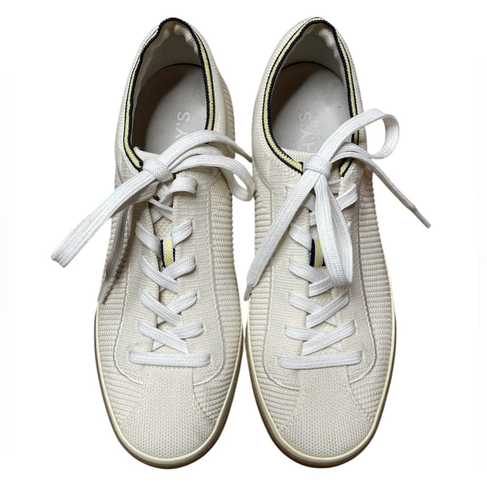 Rothy’s The Lace Up Vanilla Knit Sneakers Tennis Shoes Size 7 Women’s Washable